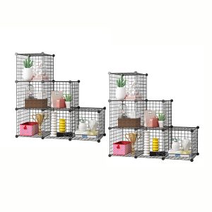 Black Portable Storage Organiser Foldable DIY Modular Grid Space Saving Shelf – 6 Cube, 2