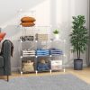White Portable 9-Cube 3 Column Storage Organiser Foldable DIY Modular Grid Space Saving Shelf 149cm – 2