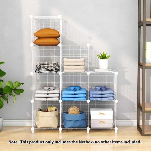 White Portable 9-Cube 3 Column Storage Organiser Foldable DIY Modular Grid Space Saving Shelf 149cm – 2