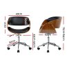 Wooden Office Chair Leather Seat Black