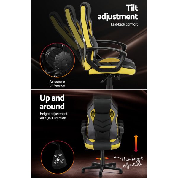 Gaming Office Chair Computer Executive Racing Chairs High Back Yellow