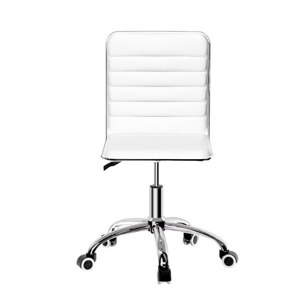 Office Chair Computer Desk Gaming Chairs PU Leather Low Back White
