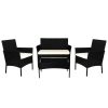 4 PCS Outdoor Furniture Setting Patio Garden Table Chairs Set Wicker Seat