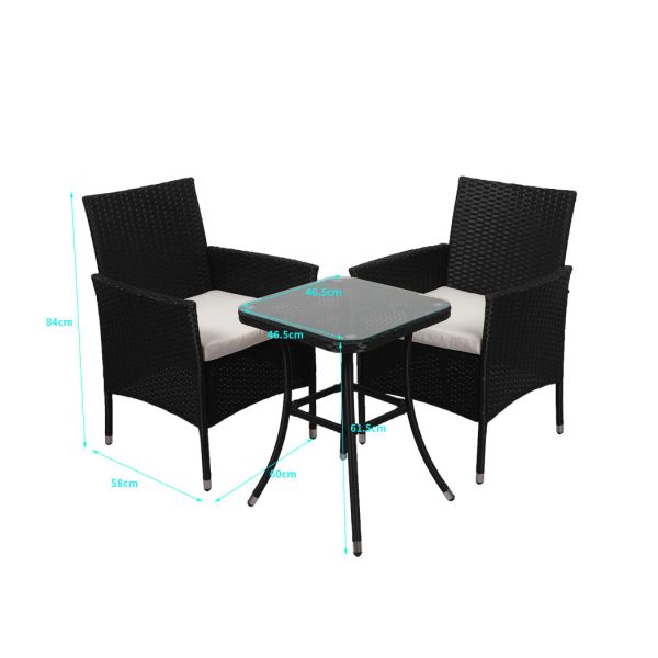 3 Pcs Outdoor Furniture Set Chair Table Patio Garden Rattan Seat Setting