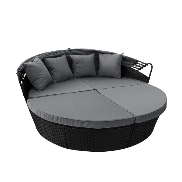 Day Bed Sofa Daybed Outdoor Garden Sun Lounge Furniture Wicker Round 3pcs