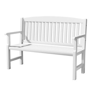 Outdoor Garden Bench Seat Wooden Chair Patio Furniture Timber Lounge – White