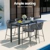 5-Piece Outdoor Bar Set Dining Table Rope Chair Patio Bistro Set