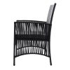 Outdoor Furniture Dining Chairs Wicker Garden Patio Cushion Black Gardeon – 2X Chair + Table
