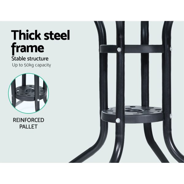 Outdoor Furniture Dining Chairs Wicker Garden Patio Cushion Black Gardeon – 2X Chair + Table