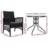 Outdoor Furniture Dining Chairs Wicker Garden Patio Cushion Black Gardeon – 2X Chair + Table
