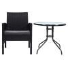 Outdoor Furniture Dining Chairs Wicker Garden Patio Cushion Black Gardeon – 2X Chair + Table