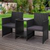 Outdoor Setting Wicker Loveseat Birstro Set Patio Garden Furniture Black