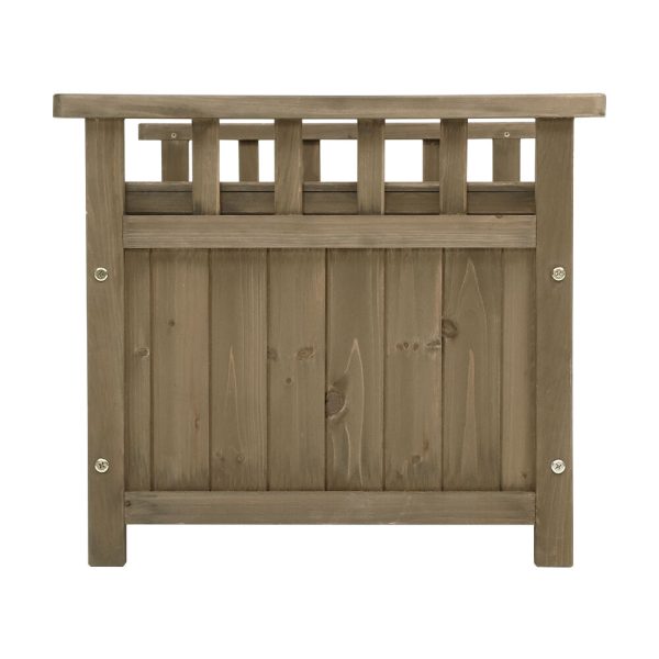 Outdoor Storage Bench Box Wooden Garden Toy Tool Sheds Patio Furniture Brown