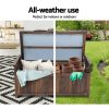 Outdoor Storage Bench Box Wooden Garden Toy Tool Shed Patio Furniture Charcoal