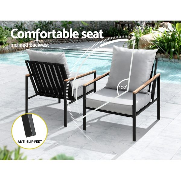 Gardeon 3PC Outdoor Furniture Bistro Set Lounge Setting Chairs Table Patio Black