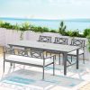 Outdoor Dining Set 5 Piece Wooden Table Chairs Setting Grey