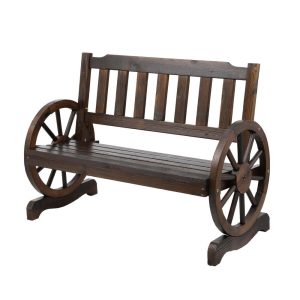 Garden Bench Wooden Wagon Chair Outdoor Furniture Backyard Lounge Charcoal – 2 Seater