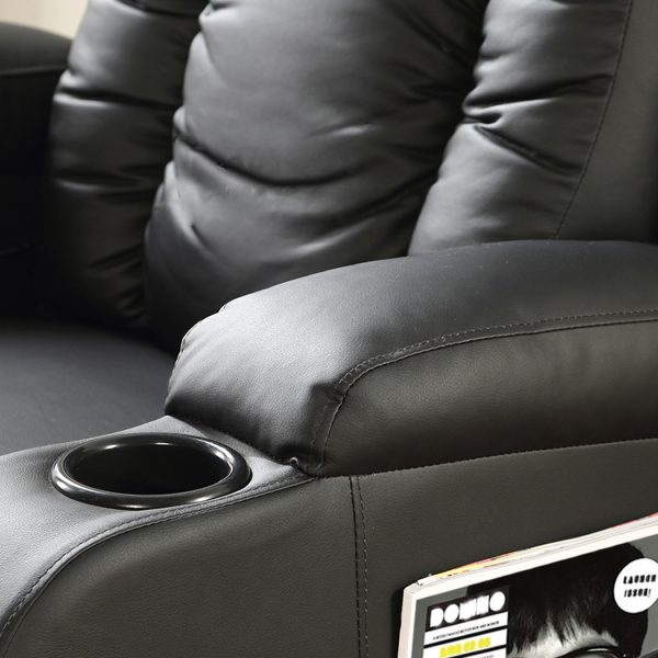 Recliner Chair Electric Massage Chairs Leather Lounge Sofa Heated Black