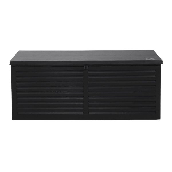 Outdoor Storage Box 390L Container Lockable Garden Bench Shed Tools Toy All Black