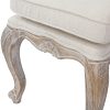 Ottoman Linen Fabric Beige Oak Wood White Washed Finish