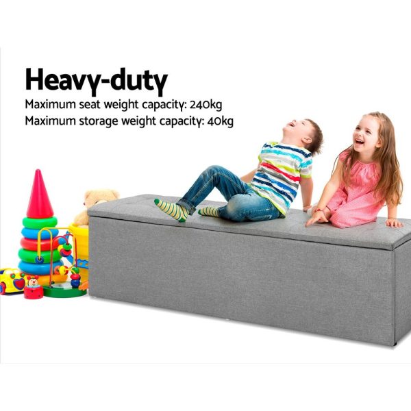 Storage Ottoman Blanket Box Linen Foot Stool Rest Chest Couch – Grey