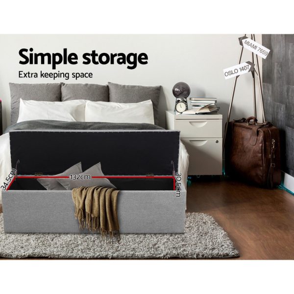 Storage Ottoman Blanket Box Linen Foot Stool Rest Chest Couch – Grey