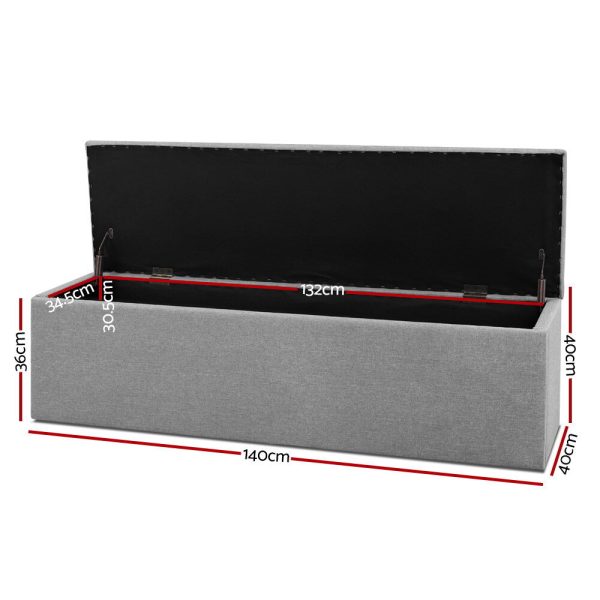 Storage Ottoman Blanket Box Linen Foot Stool Rest Chest Couch – Grey