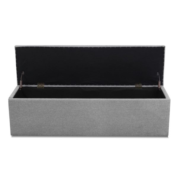 Storage Ottoman Blanket Box Linen Foot Stool Rest Chest Couch – Grey