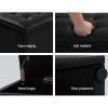 Storage Ottoman Blanket Box Linen Foot Stool Rest Chest Couch – Black