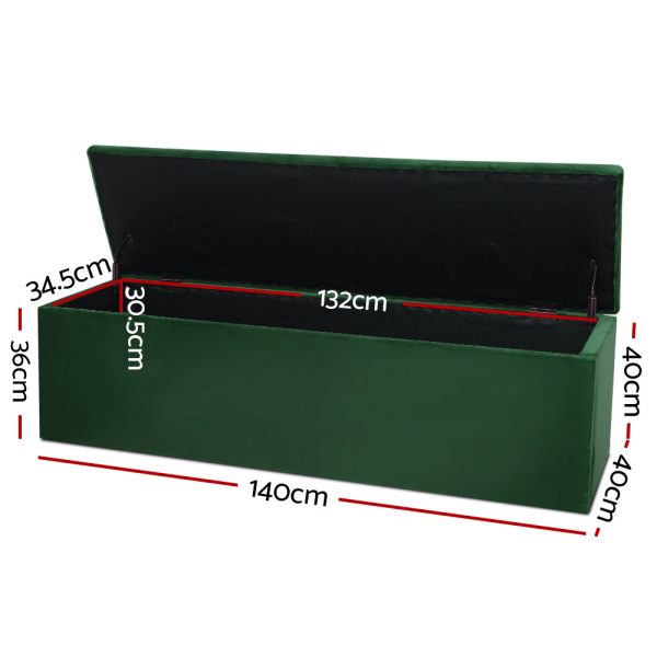 Storage Ottoman Blanket Box Linen Foot Stool Rest Chest Couch – Green