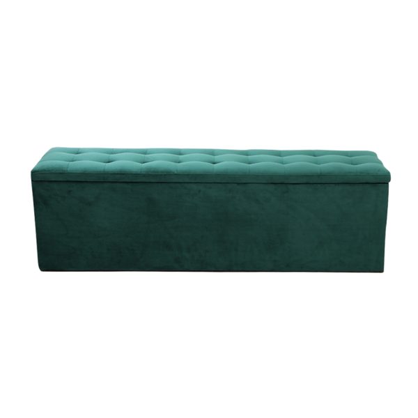 Storage Ottoman Blanket Box Linen Foot Stool Rest Chest Couch – Green
