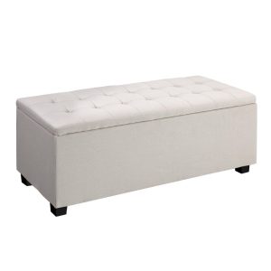 Large Fabric Storage Ottoman – Beige