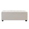 Large Fabric Storage Ottoman – Beige