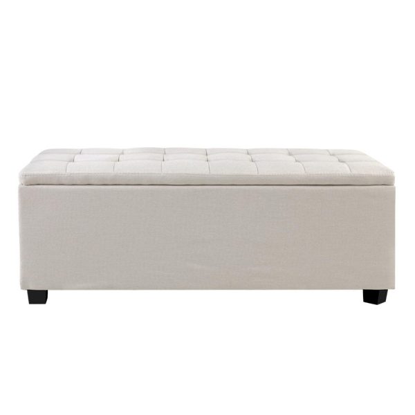 Large Fabric Storage Ottoman – Beige