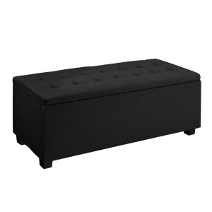 Large Fabric Storage Ottoman – Black