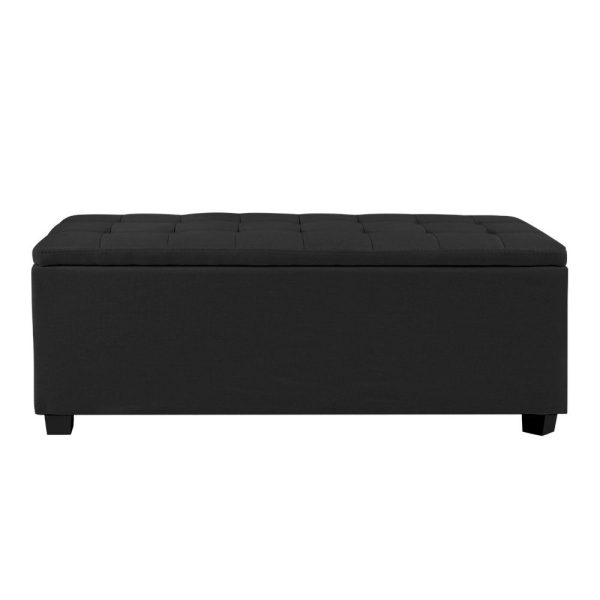 Large Fabric Storage Ottoman – Black