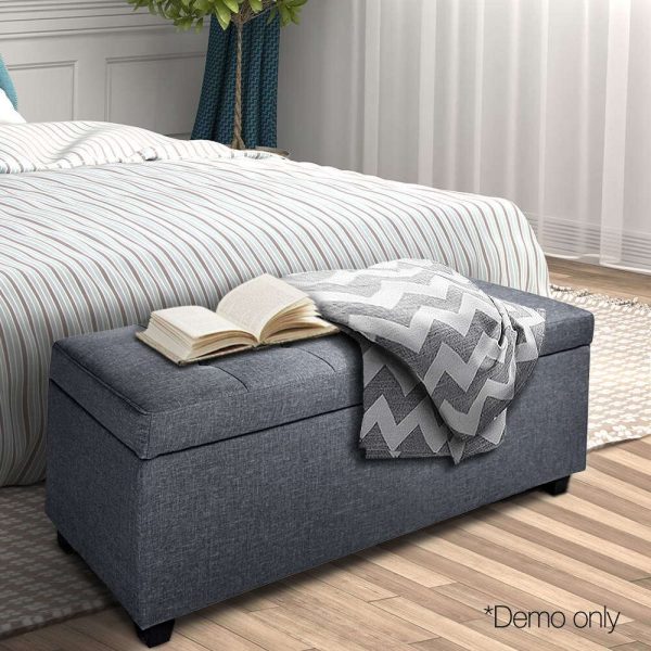 Large Fabric Storage Ottoman – Grey