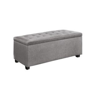 Large Fabric Storage Ottoman – Light Grey