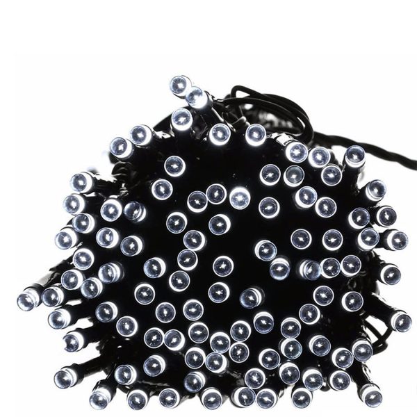 String Solar Powered Fairy Lights Garden Christmas Decor – Cool White, 500 LED