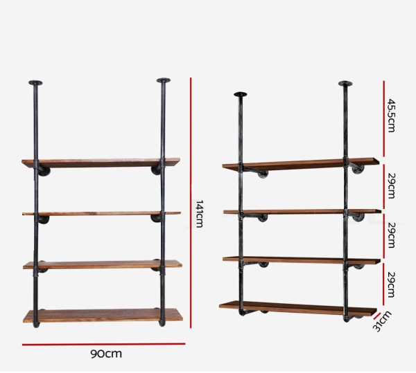 Bookshelf DIY Pipe Shelf 4 Tiers – INGE