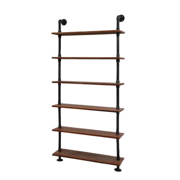 Rustic Wall Shelves Display Bookshelf Industrial DIY Pipe Shelf Brackets – 200x25x90 cm