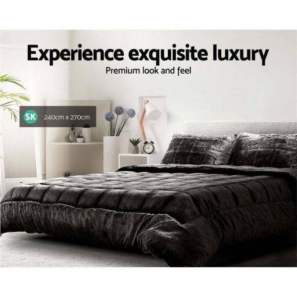 Bedding Faux Mink Quilt Charcoal – SUPER KING