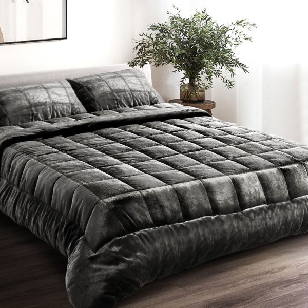 Bedding Faux Mink Quilt Charcoal – SUPER KING