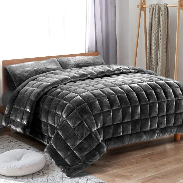 Bedding Faux Mink Quilt Charcoal – SUPER KING