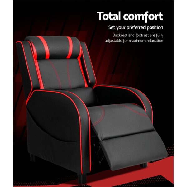 Recliner Chair Gaming Chair Leather Black Serik