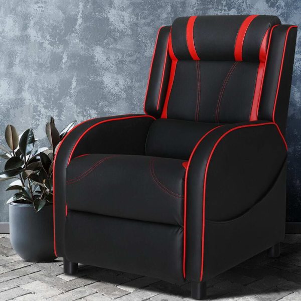 Recliner Chair Gaming Chair Leather Black Serik