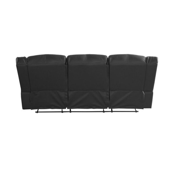 3 Seater Recliner Sofa In Faux Leather Lounge Couch in Black