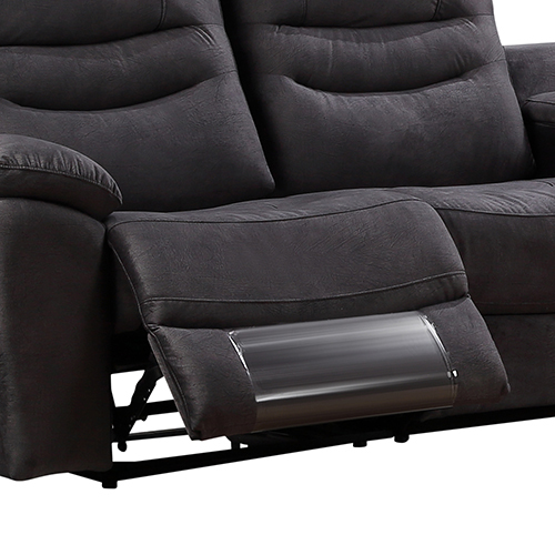 Rutherglen 5 Seater Corner Couch Velvet Grey Fabric Recliner Sofa Lounge Set with Quilted Back Cushions