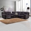 Rutherglen 5 Seater Corner Couch Velvet Grey Fabric Recliner Sofa Lounge Set with Quilted Back Cushions
