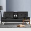 Sofa Bed 168CM Black PU Leather